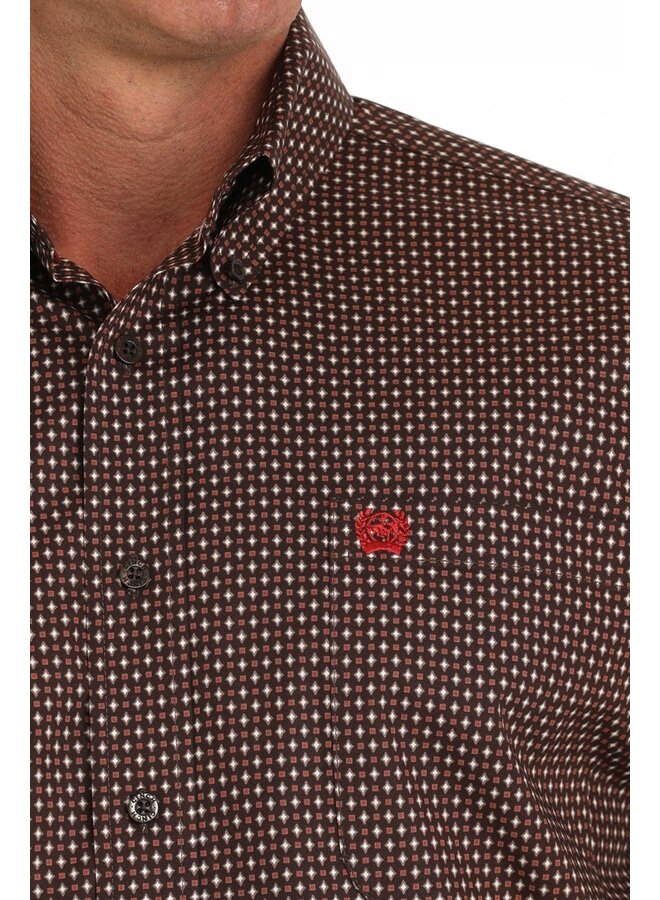 Men's Starburst Print Long Sleeve Button Down Shirt
