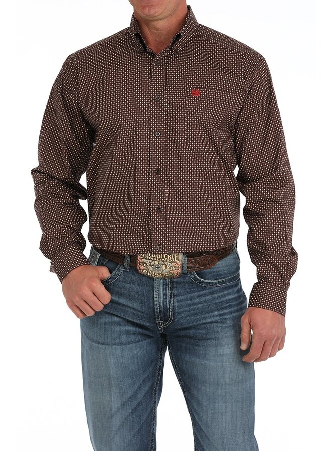 Men's Starburst Print Long Sleeve Button Down Shirt