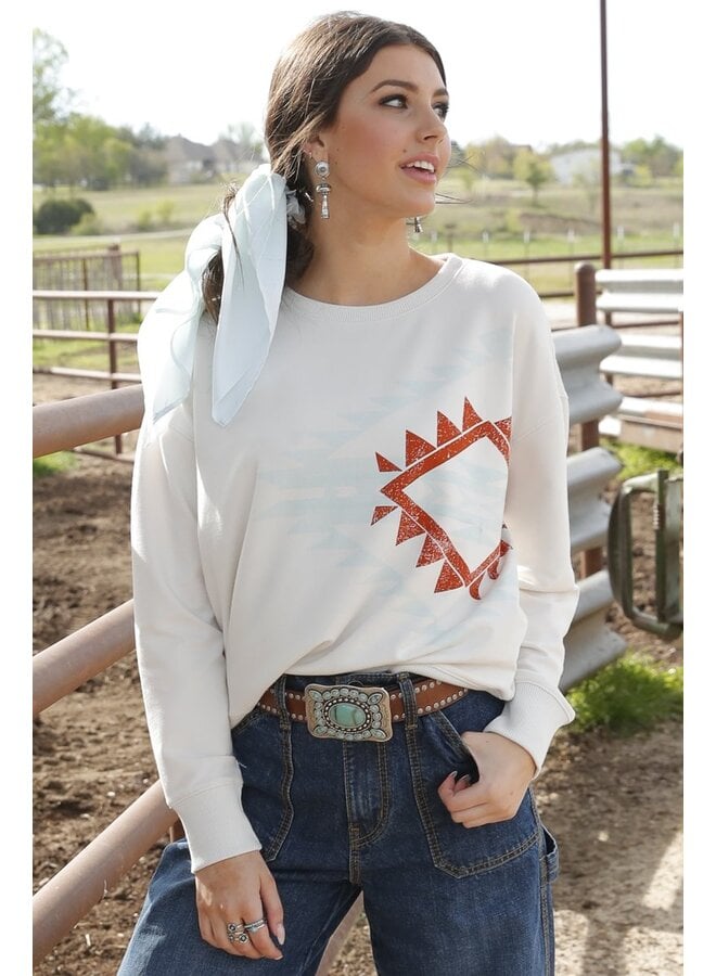 Ladies' Southwestern Print Sweatshirt