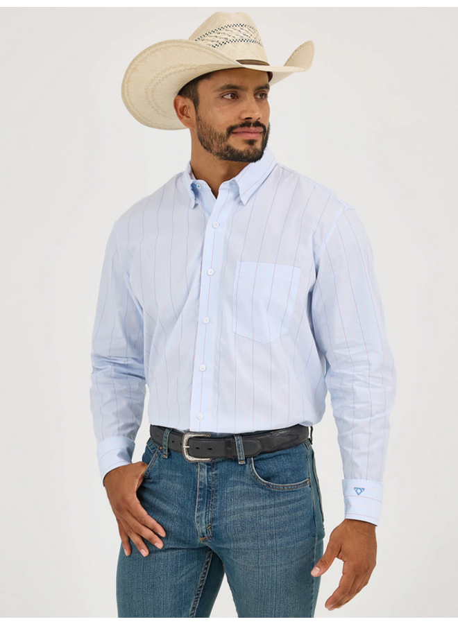 Cody Johnson One Pocket Button Down Shirt in Beryl Pinstripe