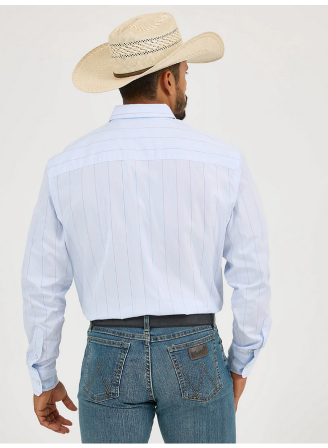 Men's Cody Johnson One Pocket Button Down Shirt in Beryl Pinstripe