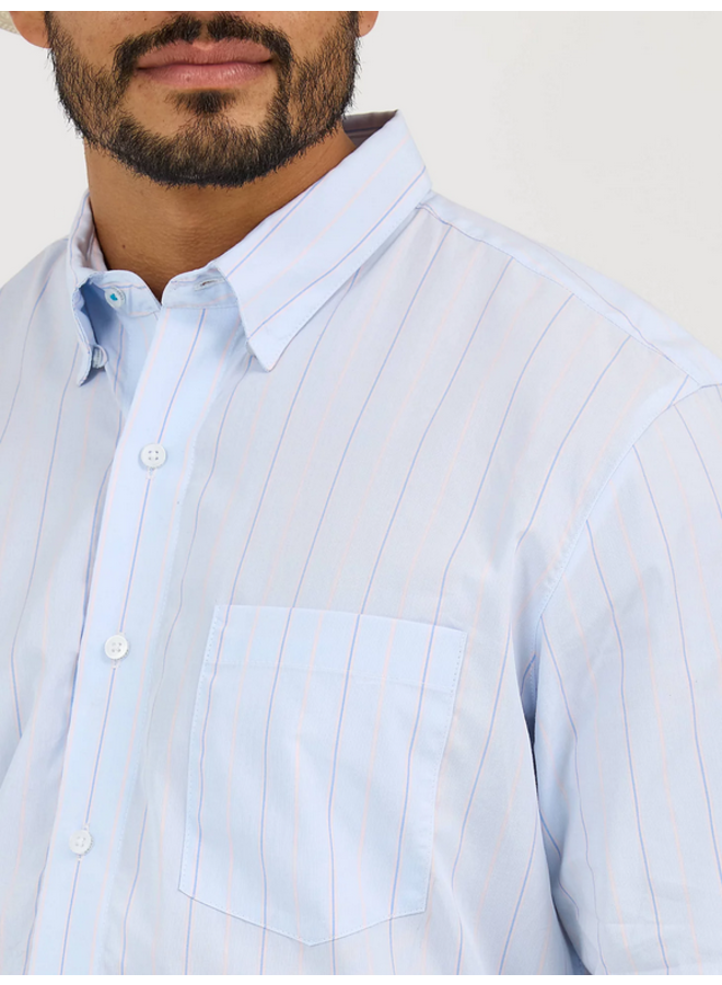 Men's Cody Johnson One Pocket Button Down Shirt in Beryl Pinstripe