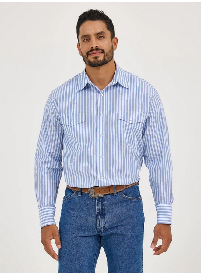 Wrinkle Resist Long Sleeve Western Snap Stripe Shirt