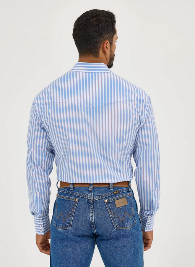 Men's Wrinkle Resist Long Sleeve Western Snap Stripe Shirt