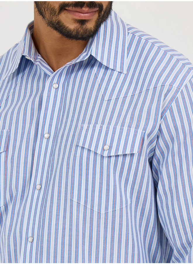 Men's Wrinkle Resist Long Sleeve Western Snap Stripe Shirt