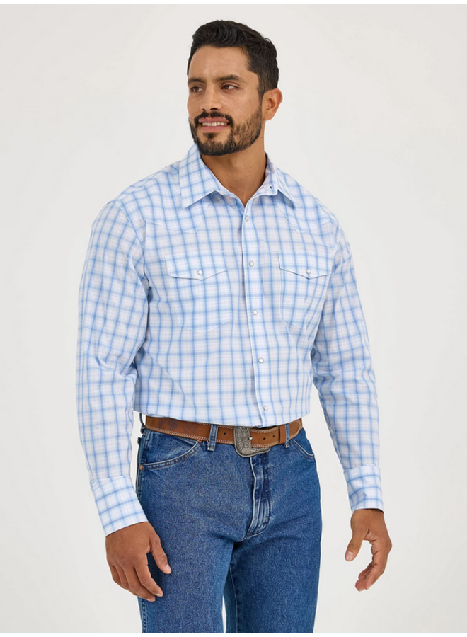 Wrinkle Resist Long Sleeve Western Snap Plaid Shirt