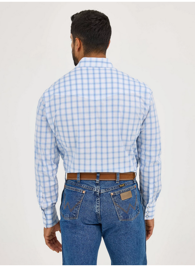 Men's Wrinkle Resist Long Sleeve Western Snap Plaid Shirt
