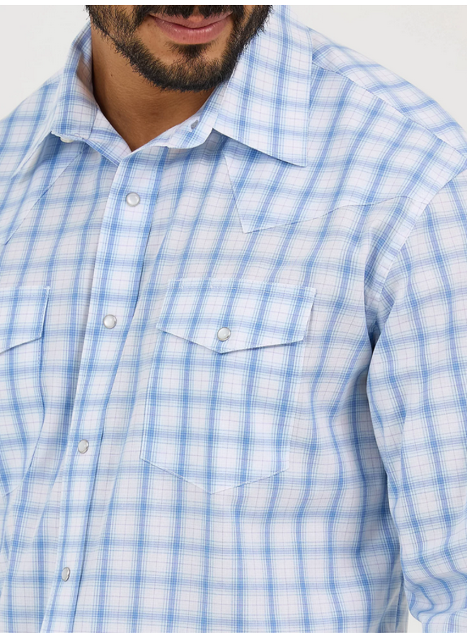 Men's Wrinkle Resist Long Sleeve Western Snap Plaid Shirt