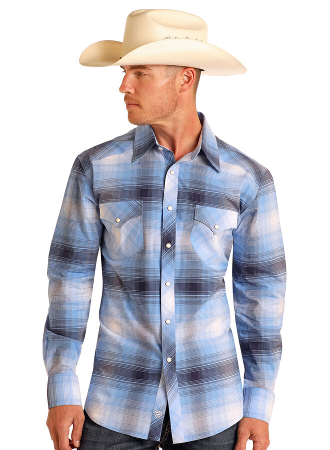 5857 Plaid Long Sleeve Snap