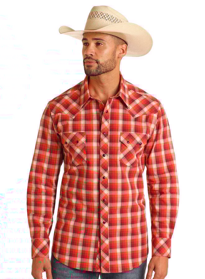 5864 Plaid Dobby Long Sleeve Snap