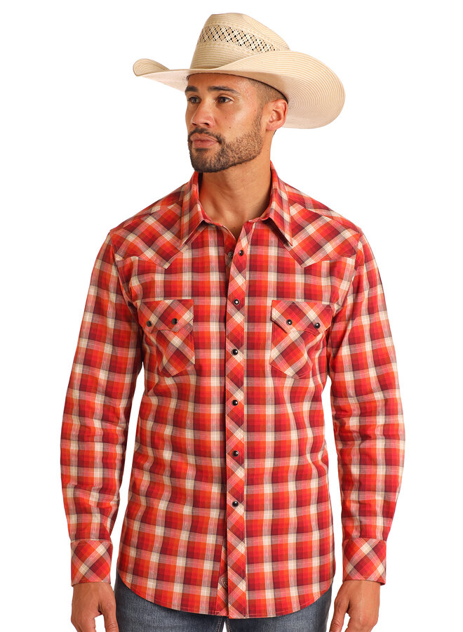 Men's 5864 Plaid Dobby Long Sleeve Snap