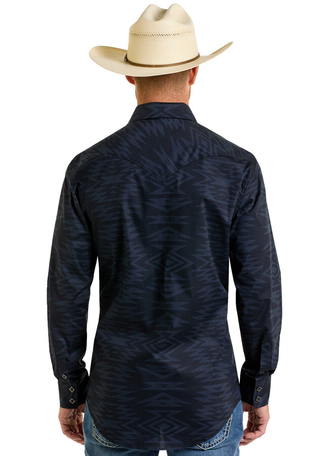 Men's Aztec Print Long Sleeve Snap Shirt (Multiple Colors)