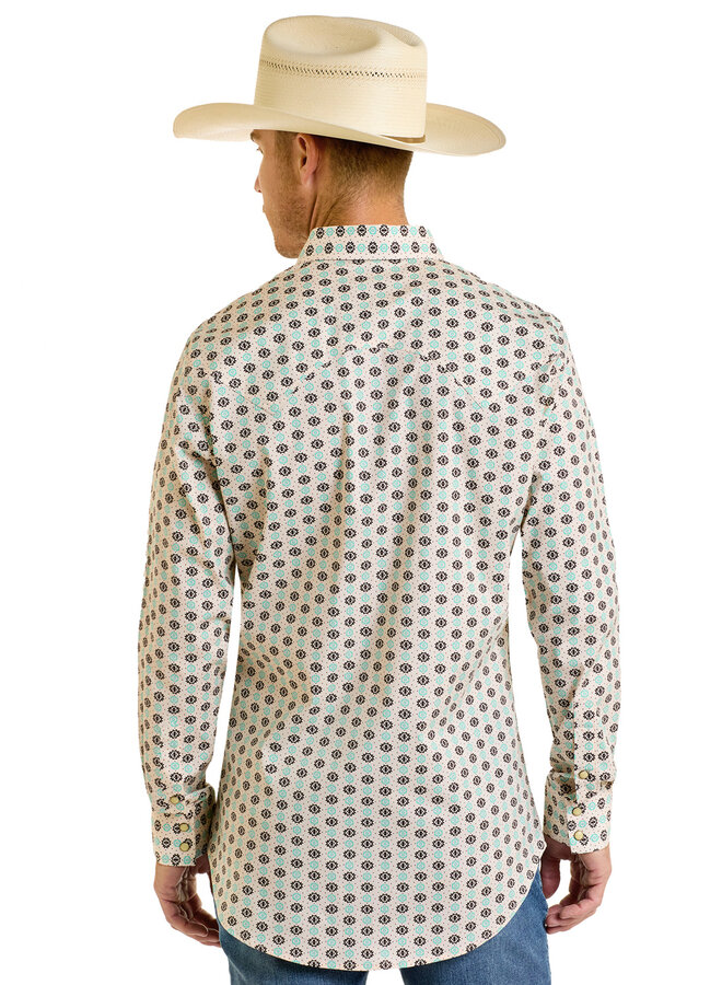 Men's Aztec Print Long Sleeve Snap Shirt (Multiple Colors)