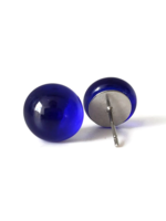 Bijoux Le Fil d'Ariane Puces d'oreilles bleu foncé 10mm- lustré