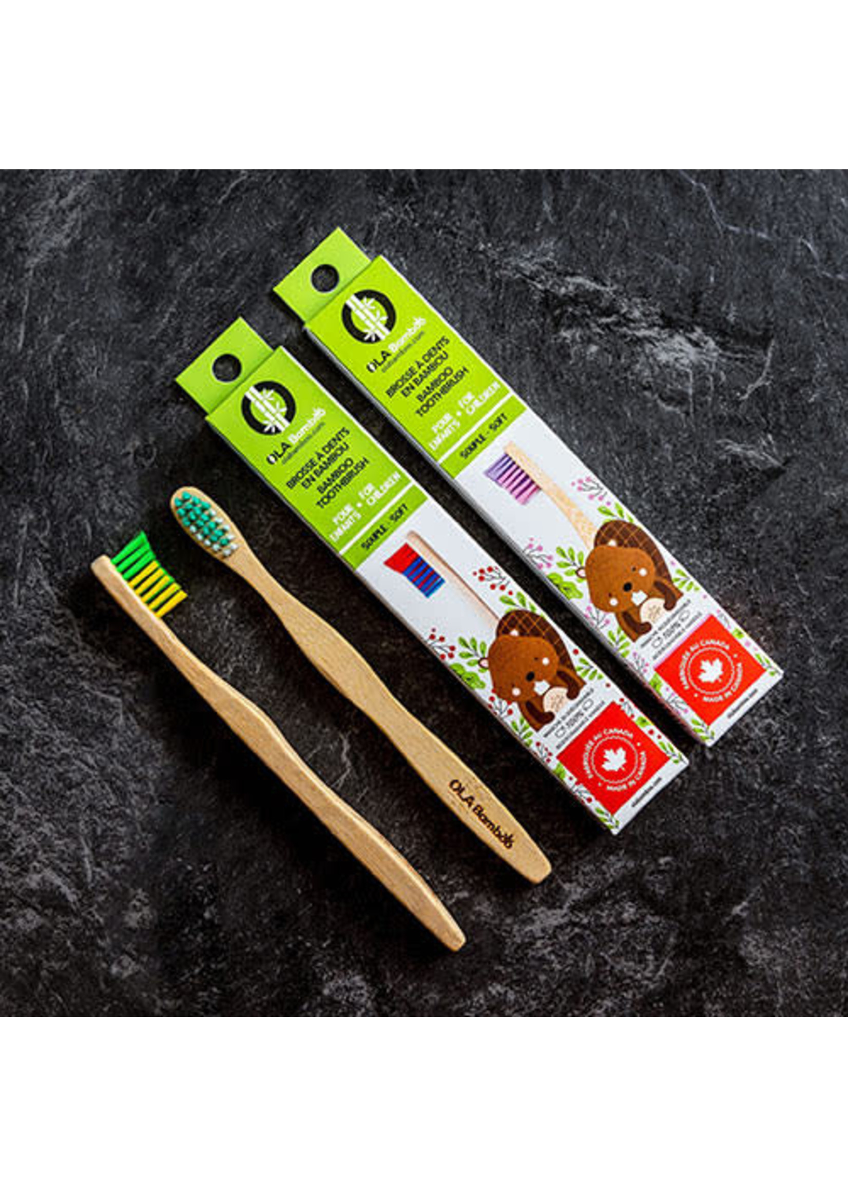 OLA Bamboo Brosse à dent enfant (couleurs variées)