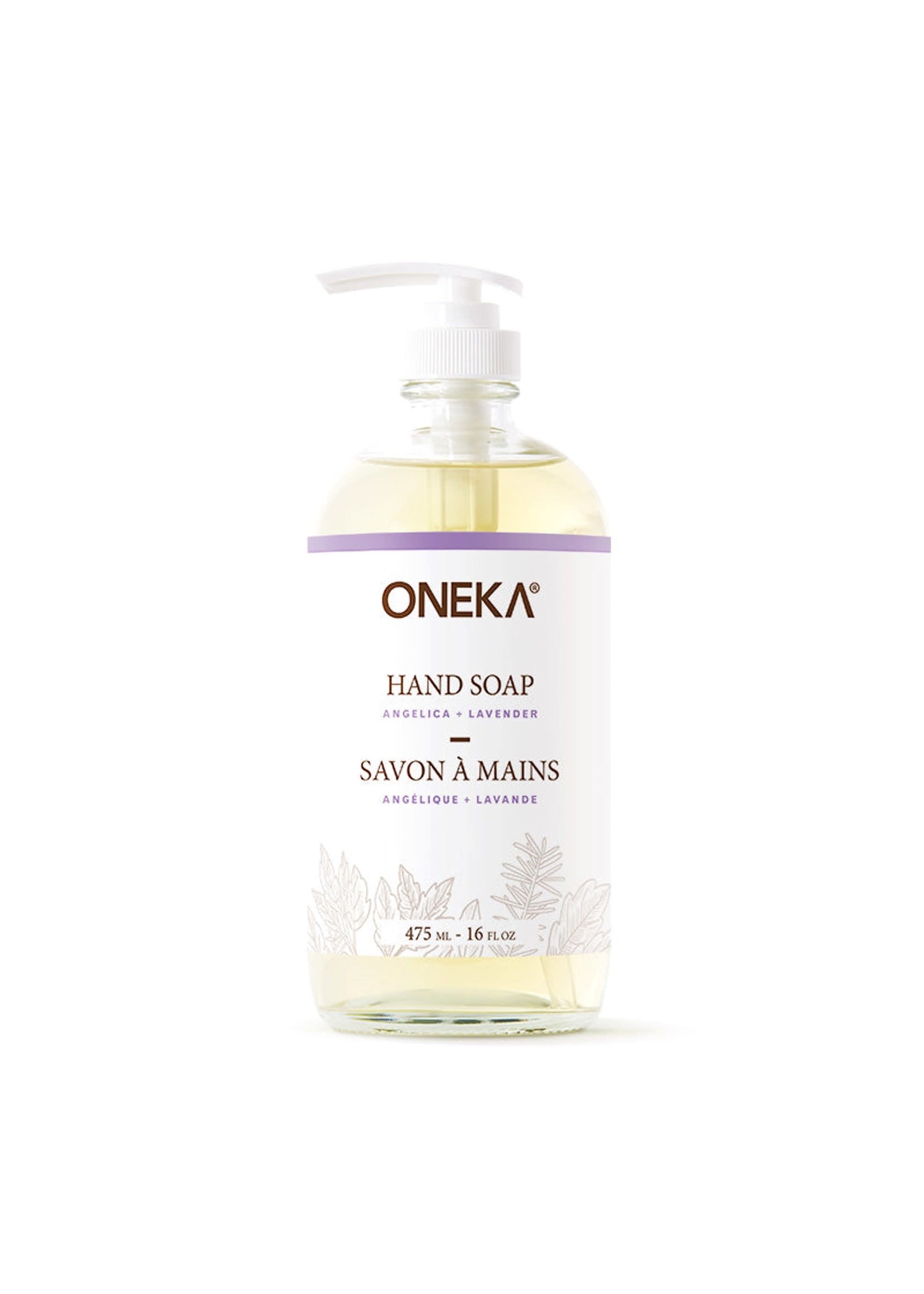 Oneka Savon à mains Angélique & Lavande- claire en Verre 475 ml