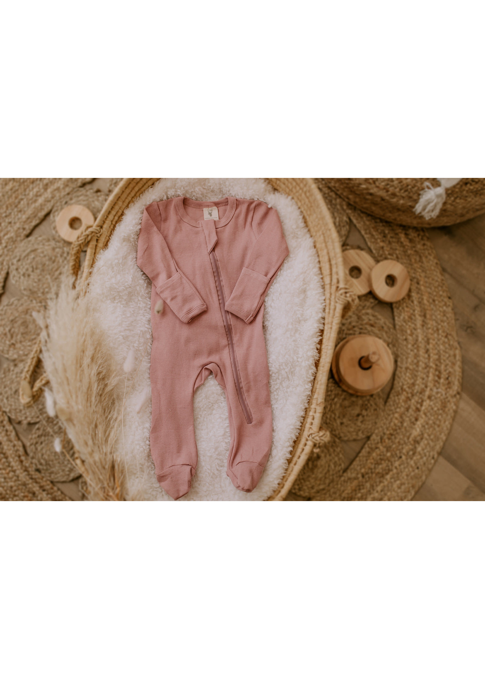 Collection Mini Coco Pyjama zip en coton (vieux rose)