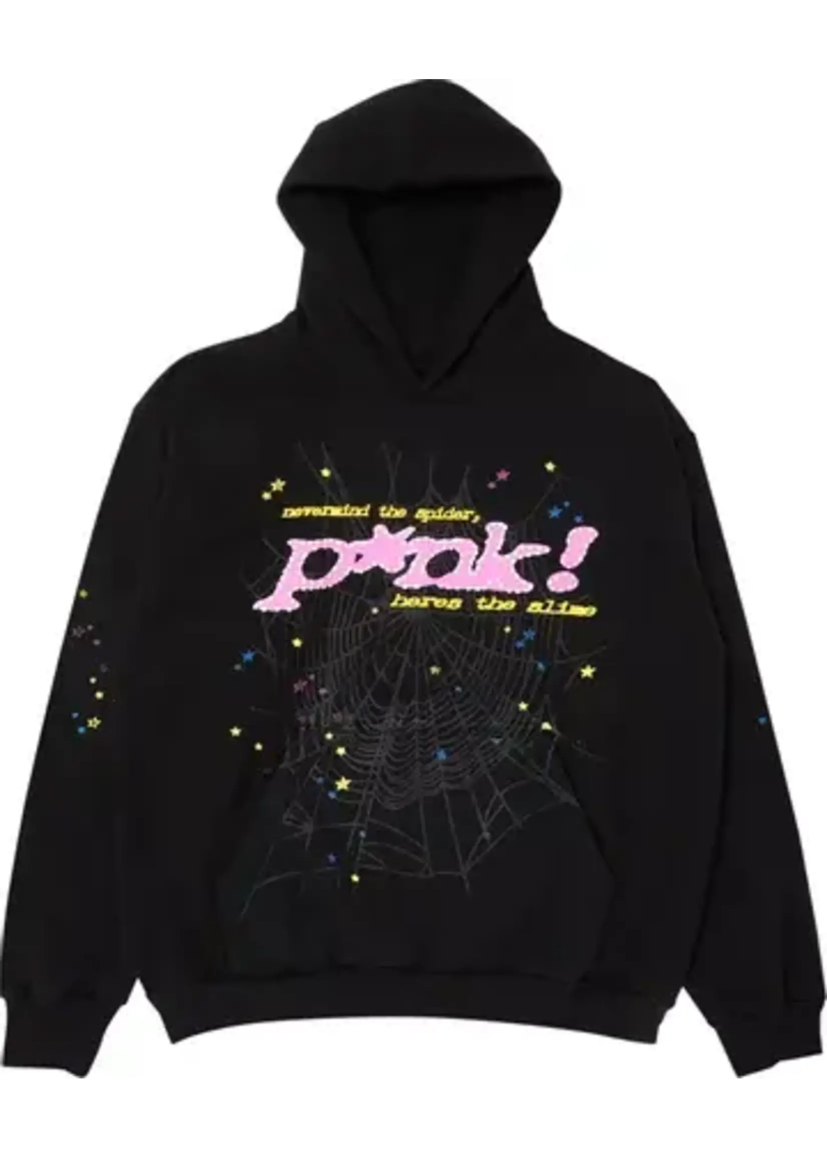 Sp5der P*nk Hoodie Black Sole and Laces