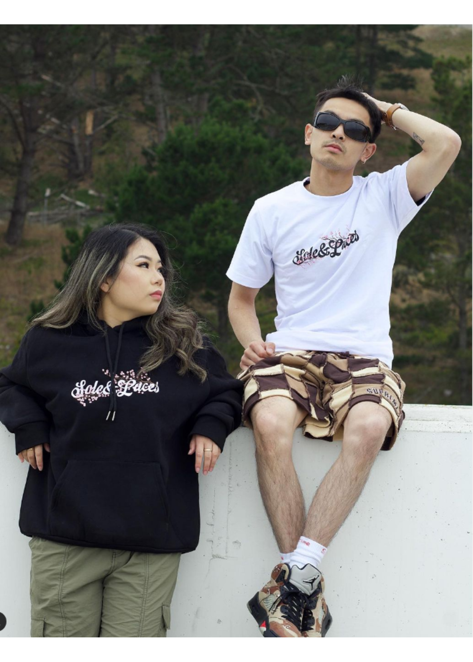 Sole and Laces Hoodie Cherry Blossom Black