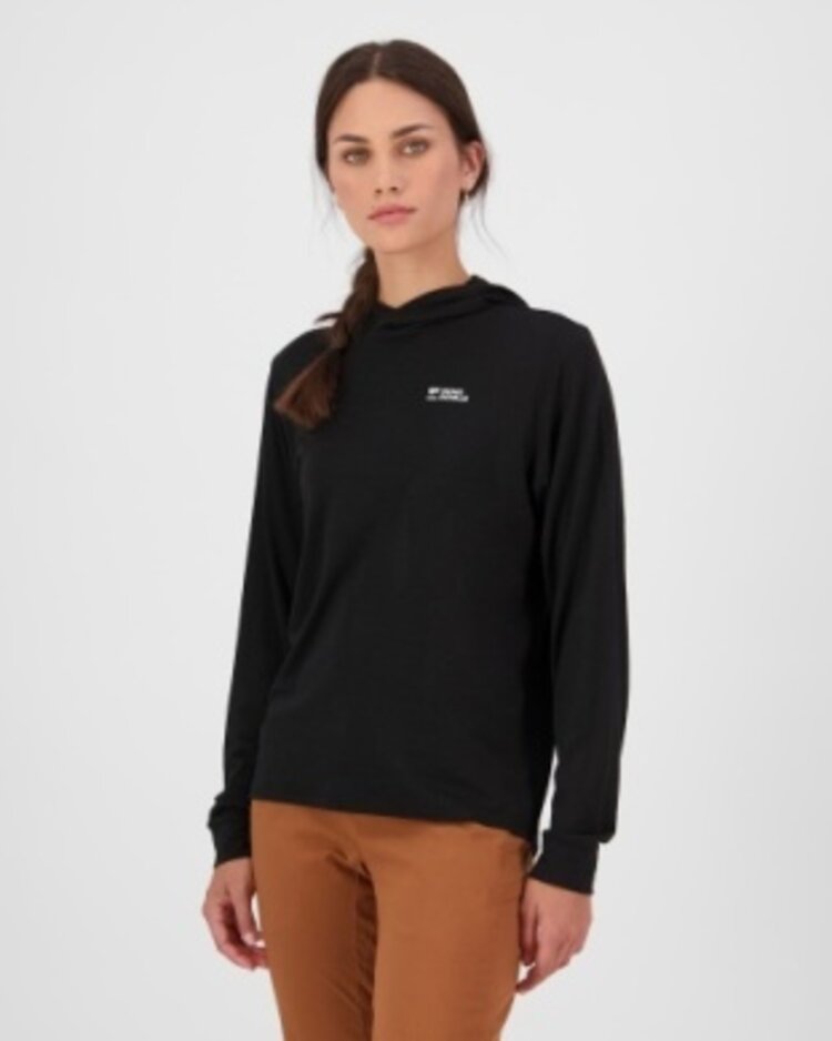 Mons Royale Womens Pivot Merino Long Sleeve Hood Black M