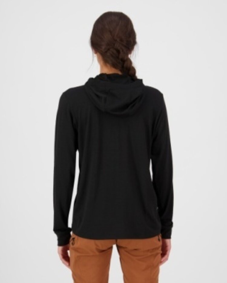 Mons Royale Womens Pivot Merino Long Sleeve Hood Black M