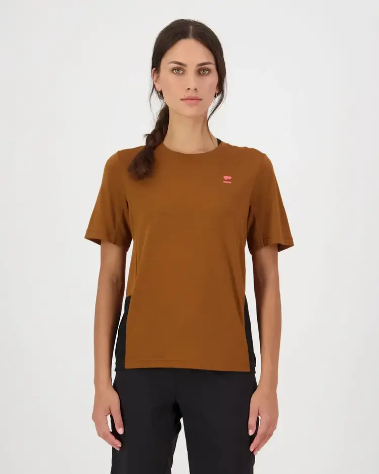 Mons Royale Womens Tarn Merino T-Shirt Caramel / Black