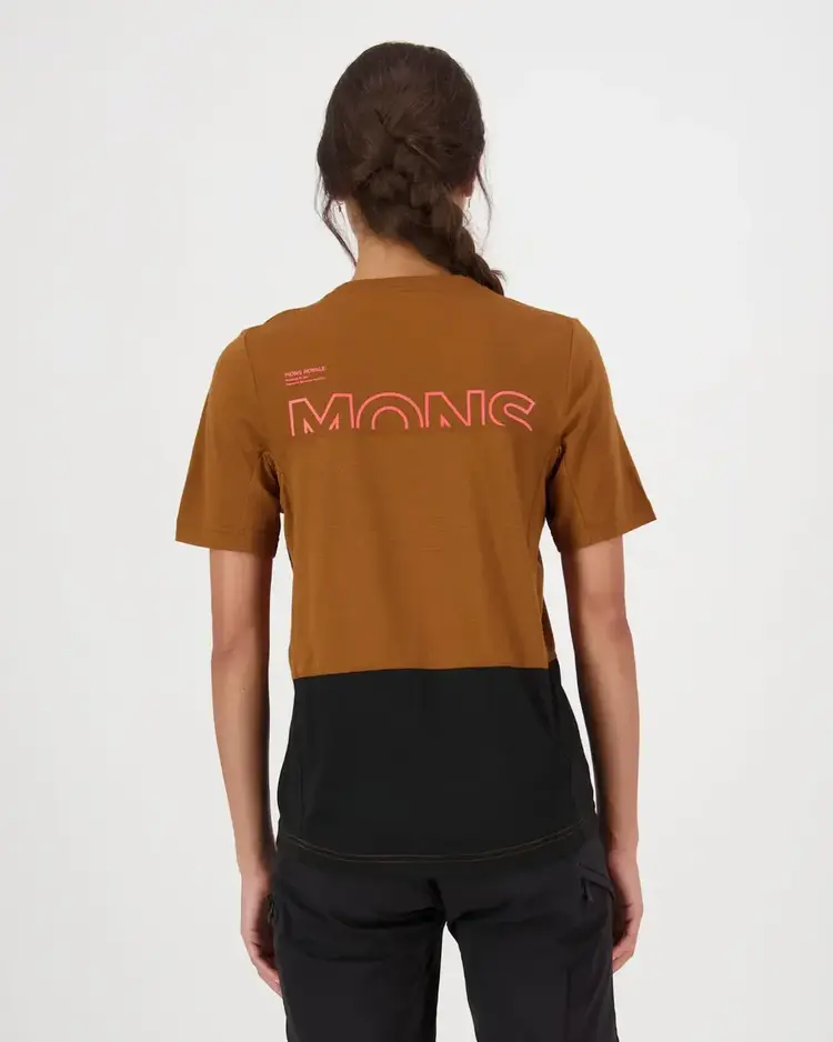 Mons Royale Womens Tarn Merino T-Shirt Caramel / Black