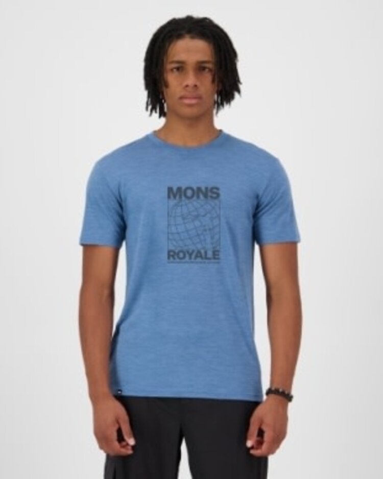 Mons Royale Mens Zephyr Merino Tencel T-Shirt Steel blue
