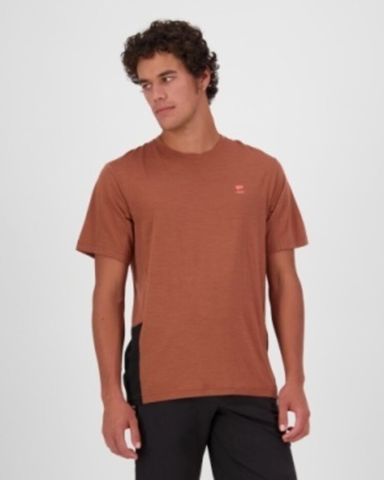 Mons Royale Mens Tarn Merino T-Shirt Cinnamon / Black