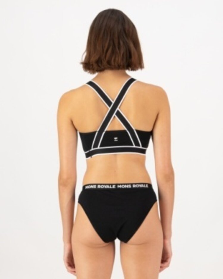 Mons Royale Womens Stella Merino X-Back Bra Black