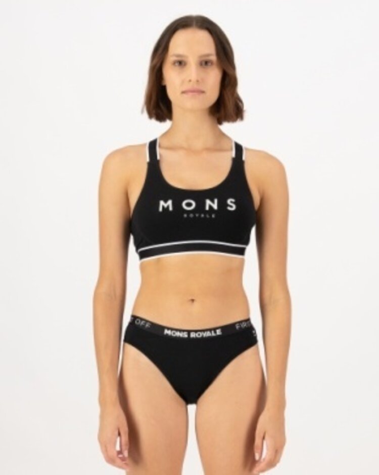Mons Royale Womens Stella Merino X-Back Bra Black