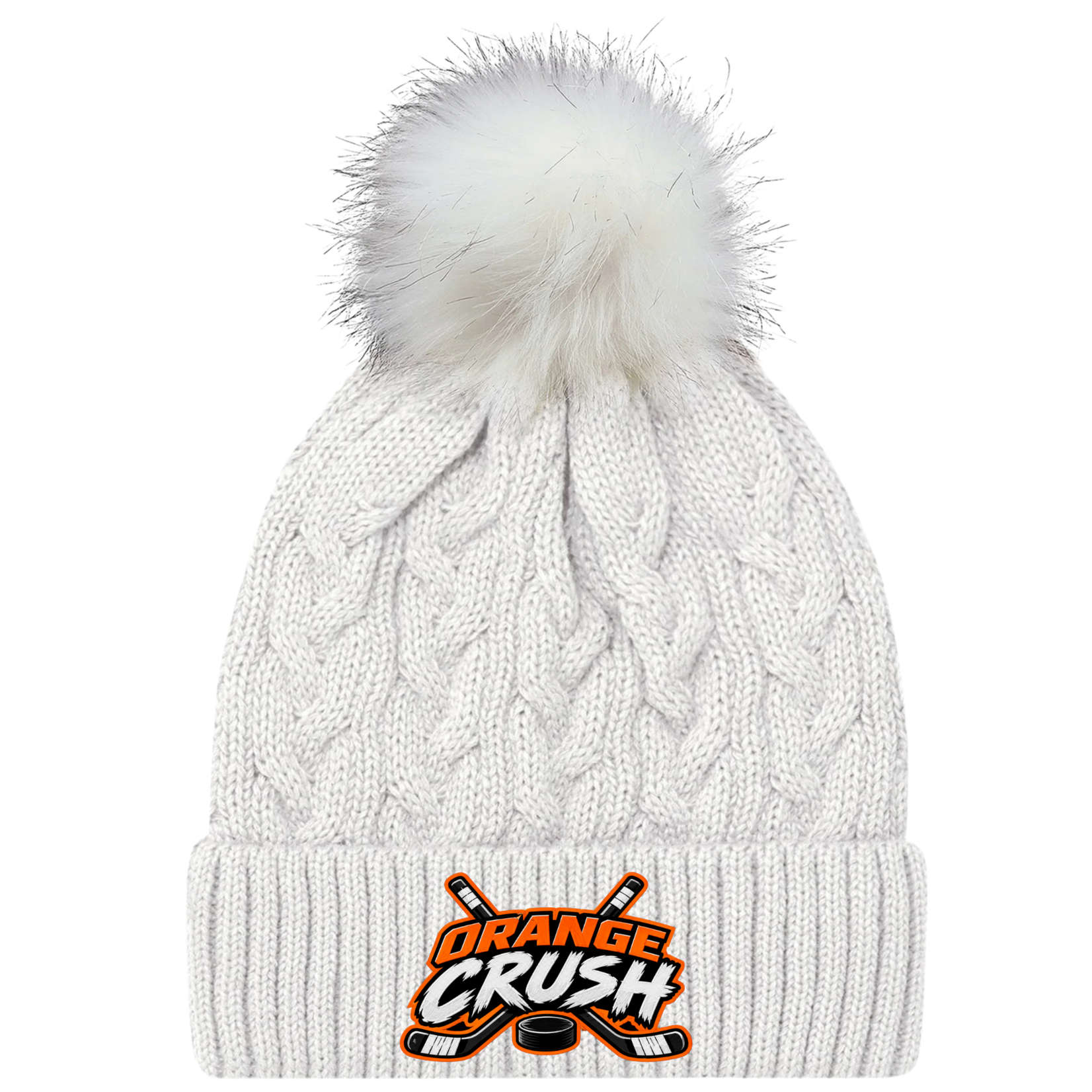 Orange Crush Hockey Orange Crush Fur Pom Pom Toque