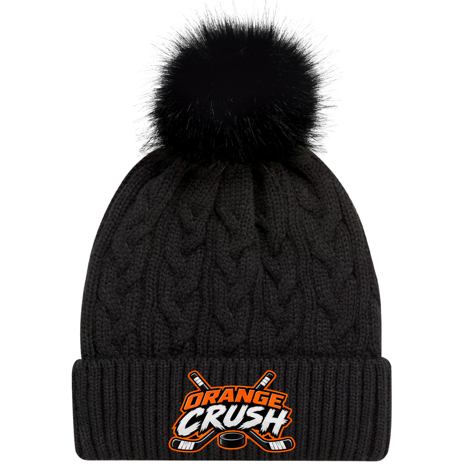 Orange Crush Hockey Orange Crush Fur Pom Pom Toque
