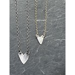 DeNev Small Polished Sterling Heart Necklace on Delicate Flat Cable Chain