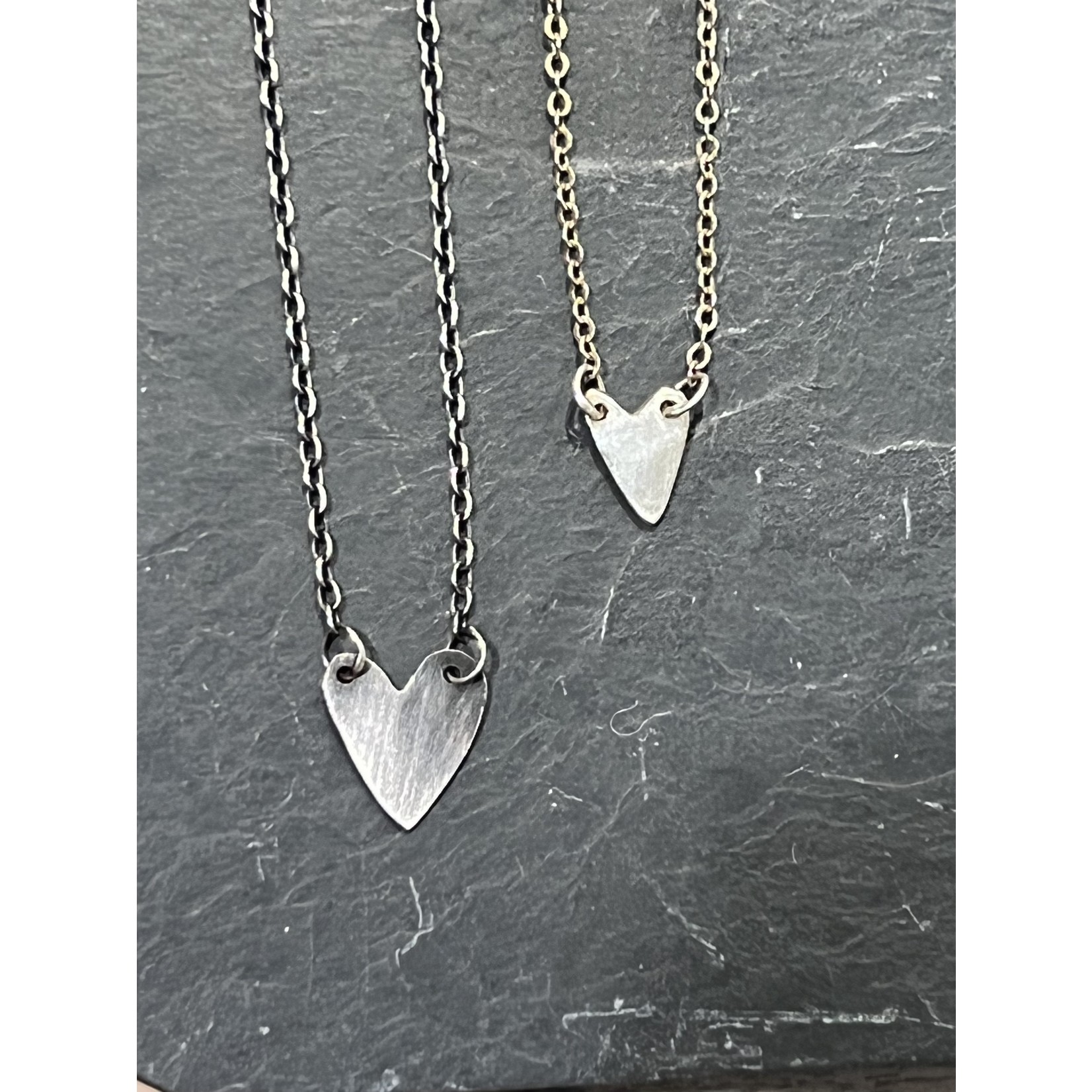 DeNev Oxidized Silver Heart Necklace on SS Cable Chain