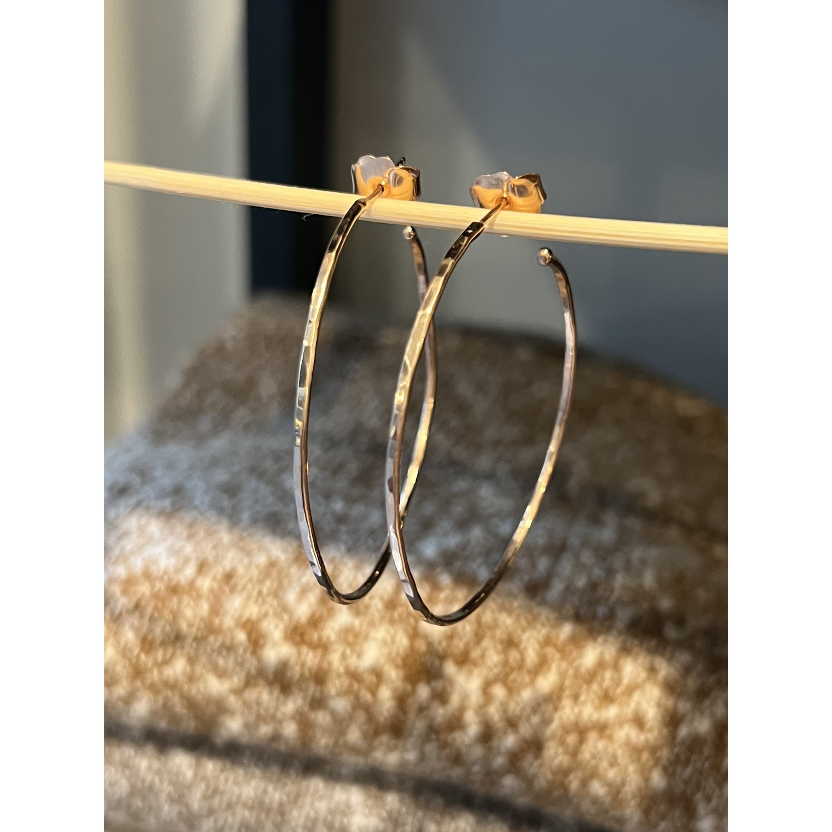 DeNev Large 14kt Rose Gold Vermeil Soft Hammer Hoop Earrings