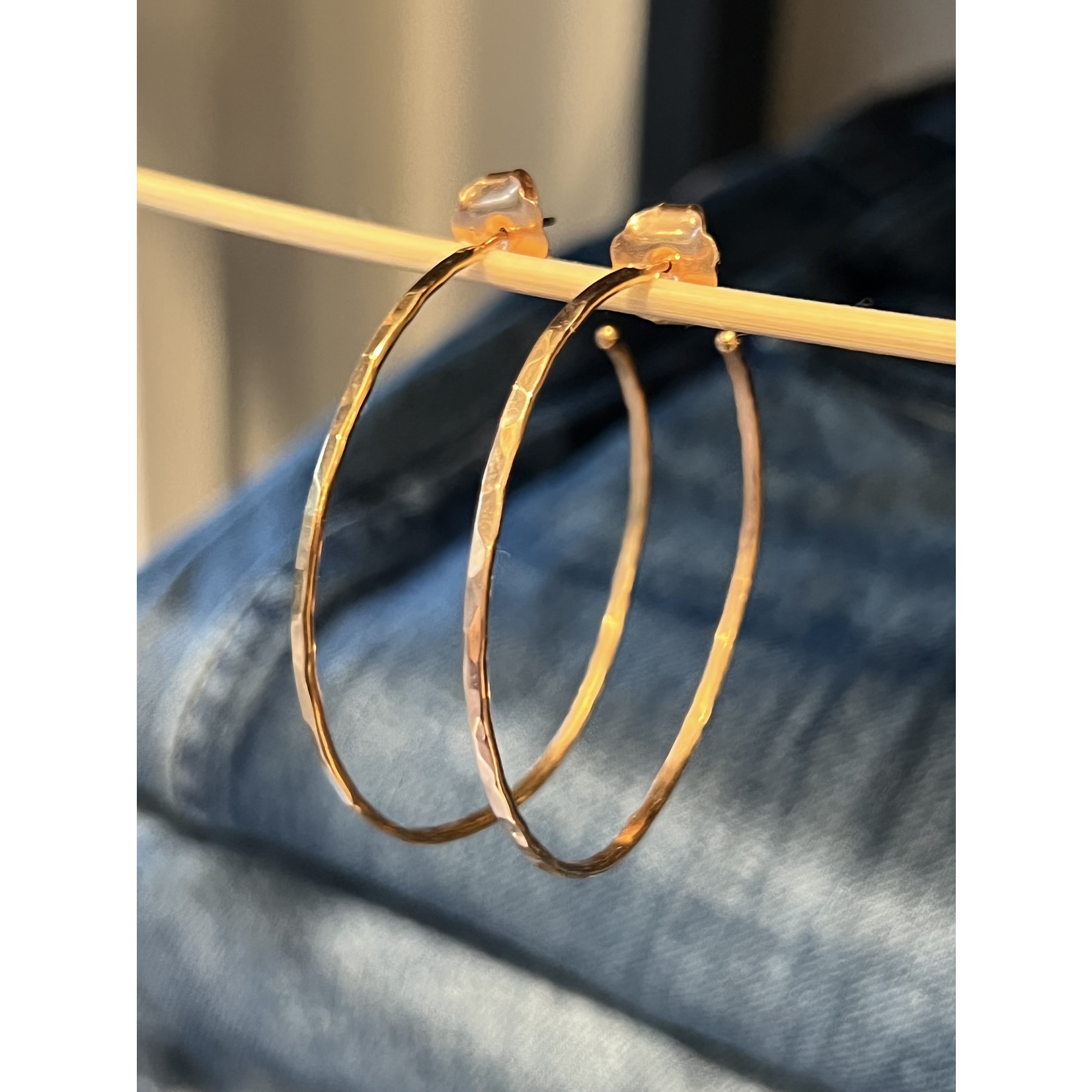 Med 14kt Rose Gold Vermeil Soft Hammer Hoop Earrings - Four One Nine