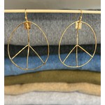 DeNev Large 18kt Yellow Gold Hammered Vermeil Peace Sign Earrings