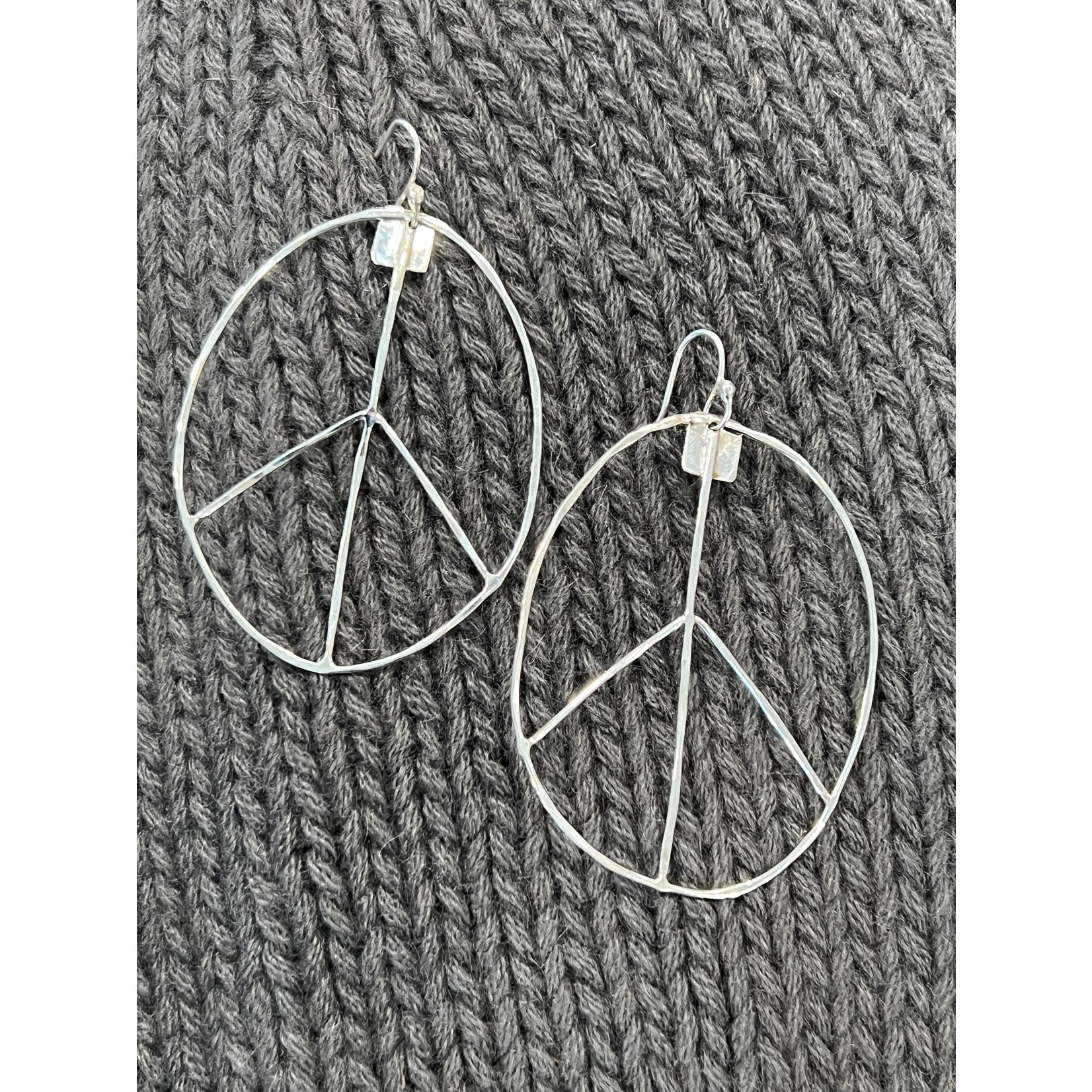 DeNev Medium Polished Sterling Silver Peace Sign Earrings