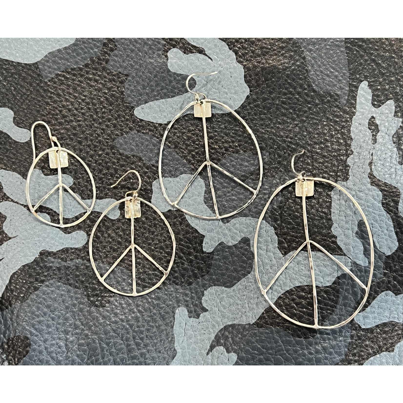 DeNev Medium Polished Sterling Silver Peace Sign Earrings