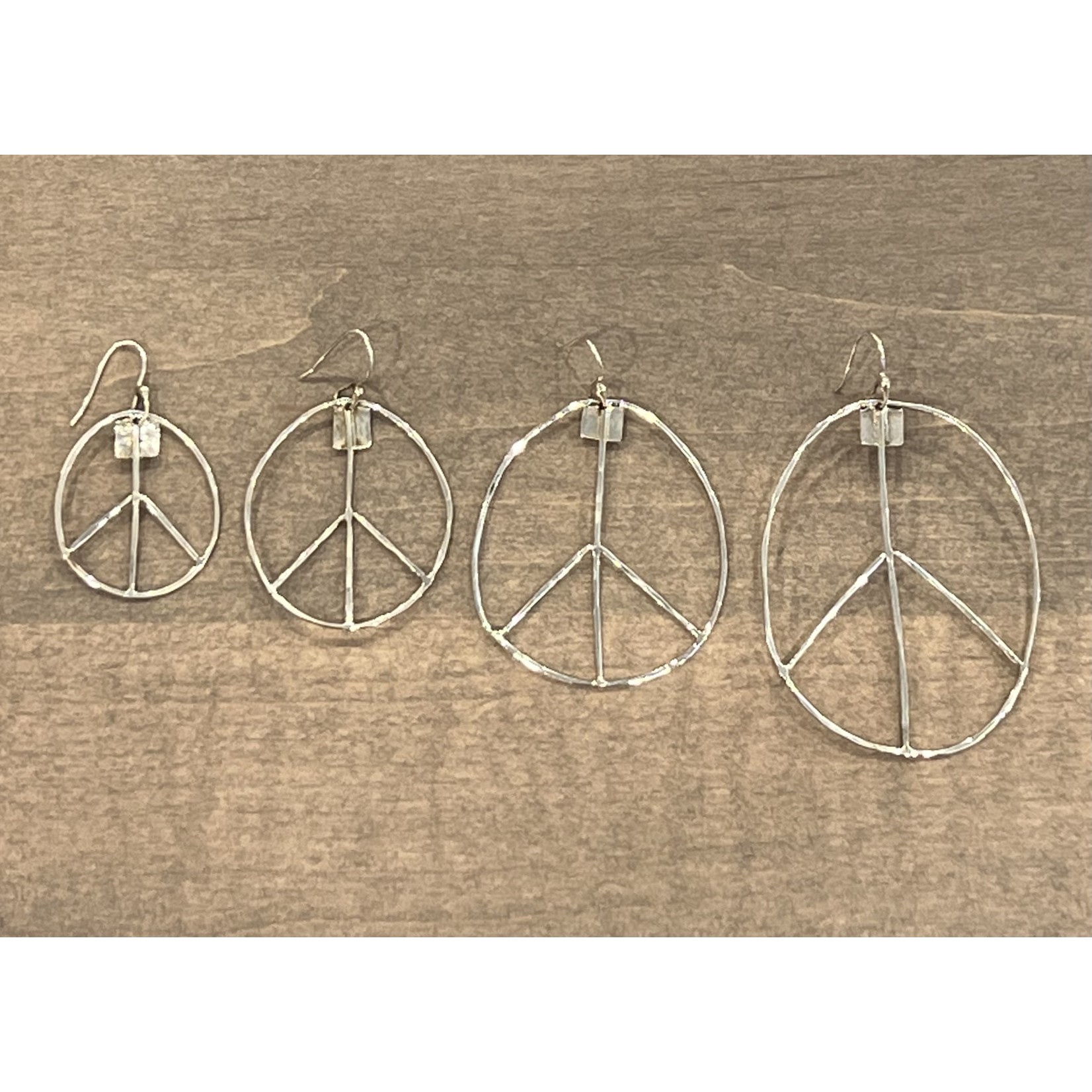 DeNev Medium Polished Sterling Silver Peace Sign Earrings