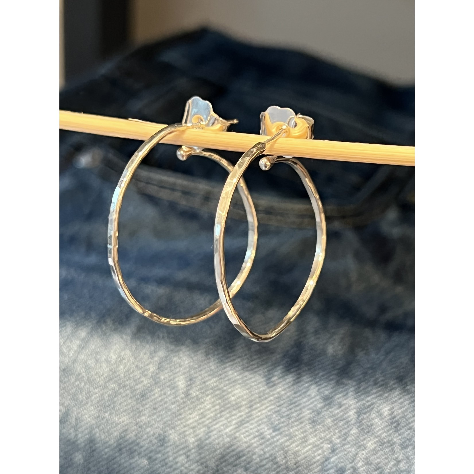 DeNev Small Silver Soft Hammer Hoop Earrings