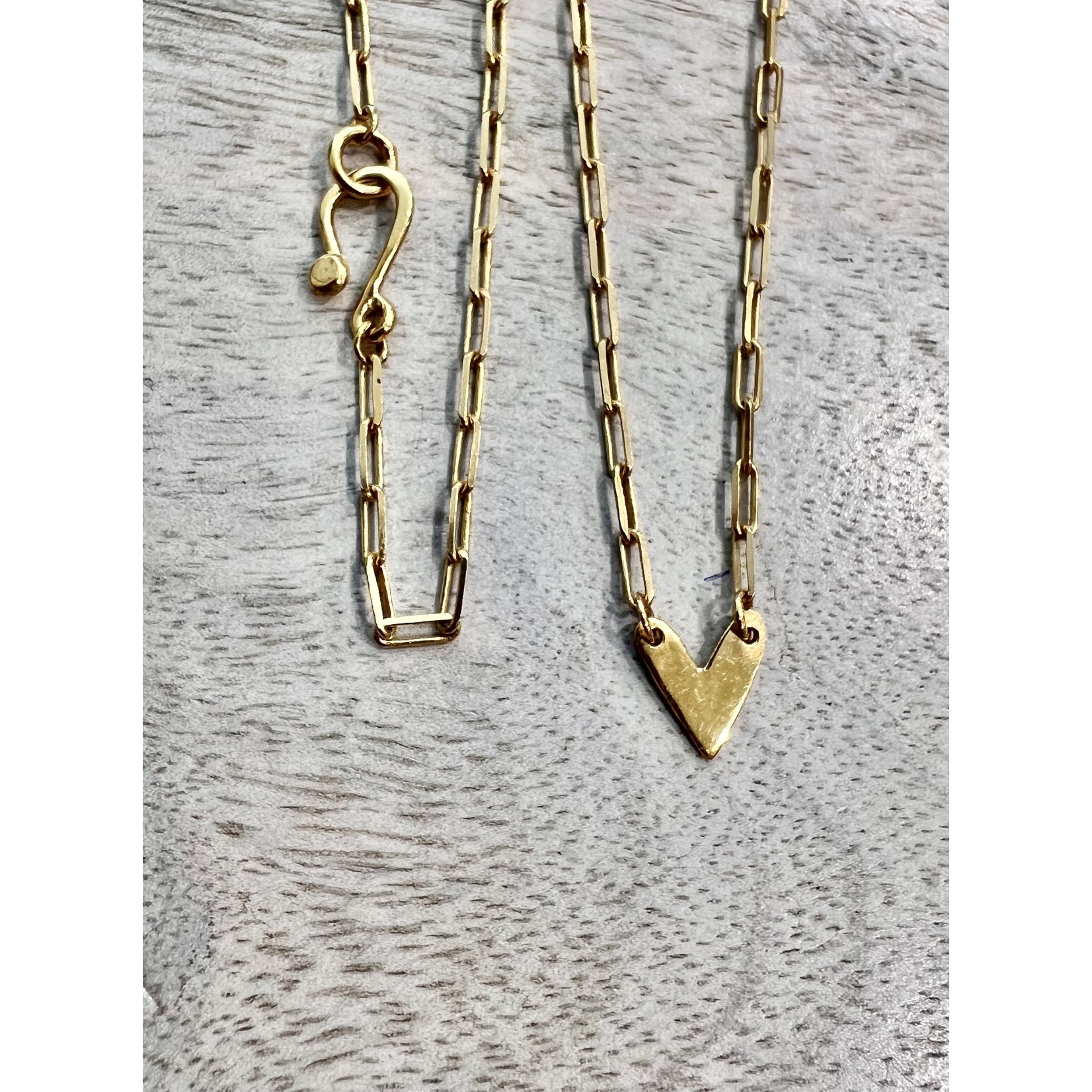 DeNev 18kt Gold Vermeil Heart Necklace on 18kt GV Link Chain
