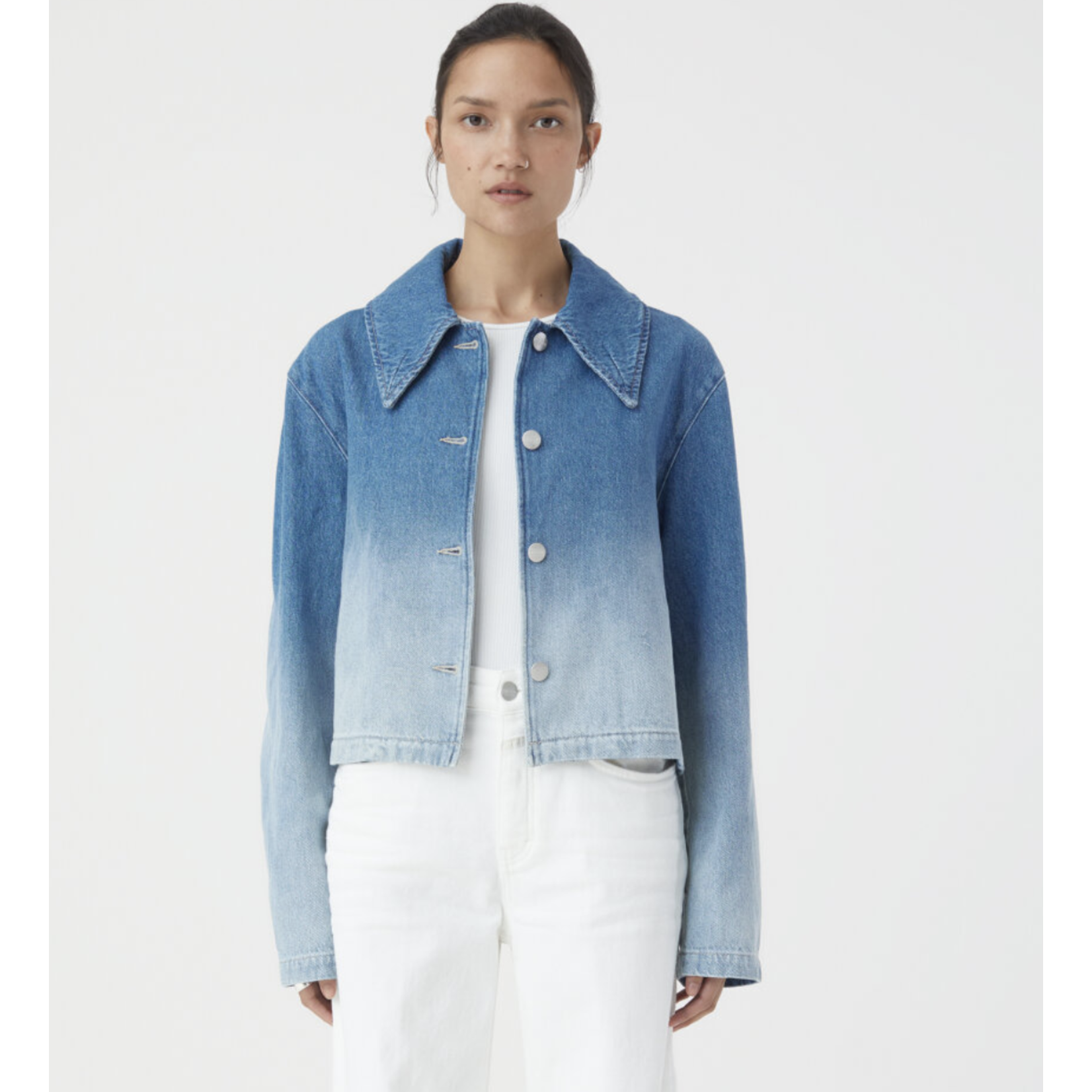 Closed Cropped Ombre Denim Jacket
