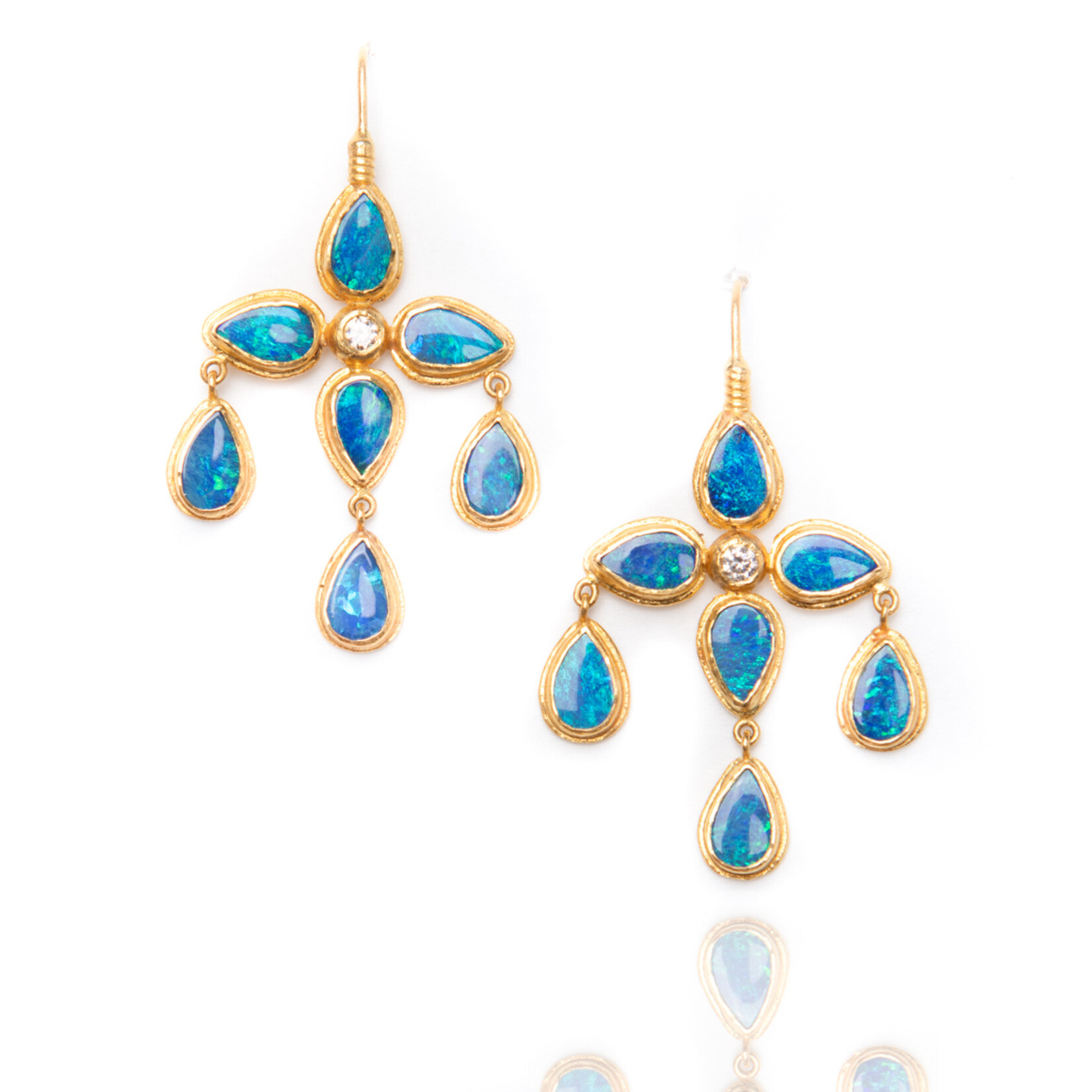 ARA 24k Collection 24k Gold and Australian Opal Flower Earrings
