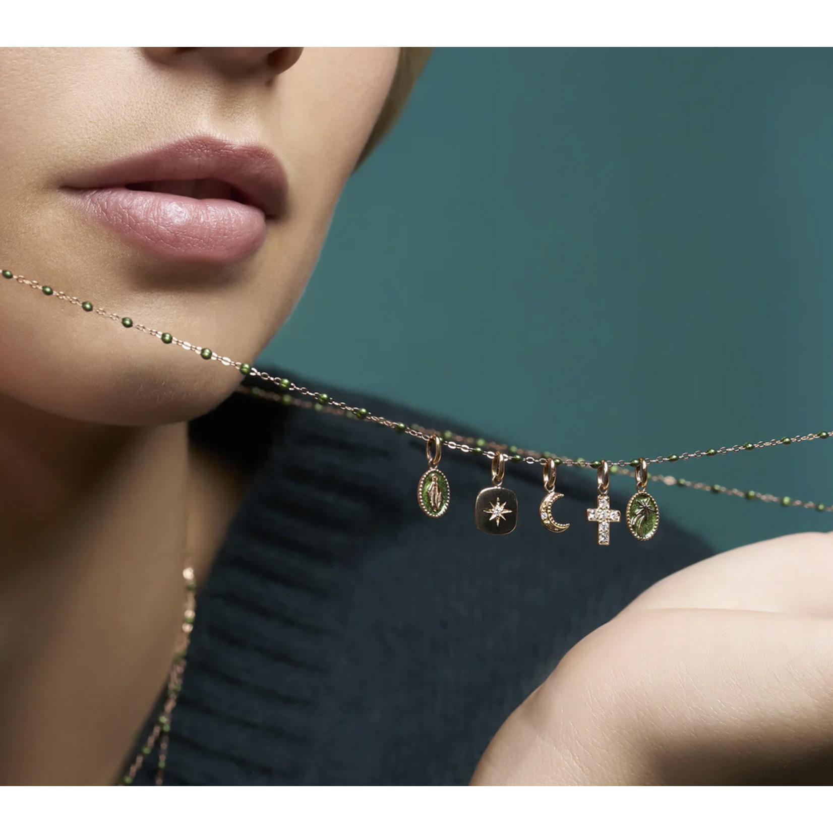 Gigi Clozeau Yellow Gold Evil Eye Turquoise Resin Diamond Pendant