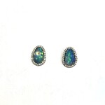 Lui Jewelry Opal and Diamond Stud Earrings