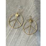 DeNev Small Brushed 18K Yellow Gold Vermeil Peace Sign Earrings