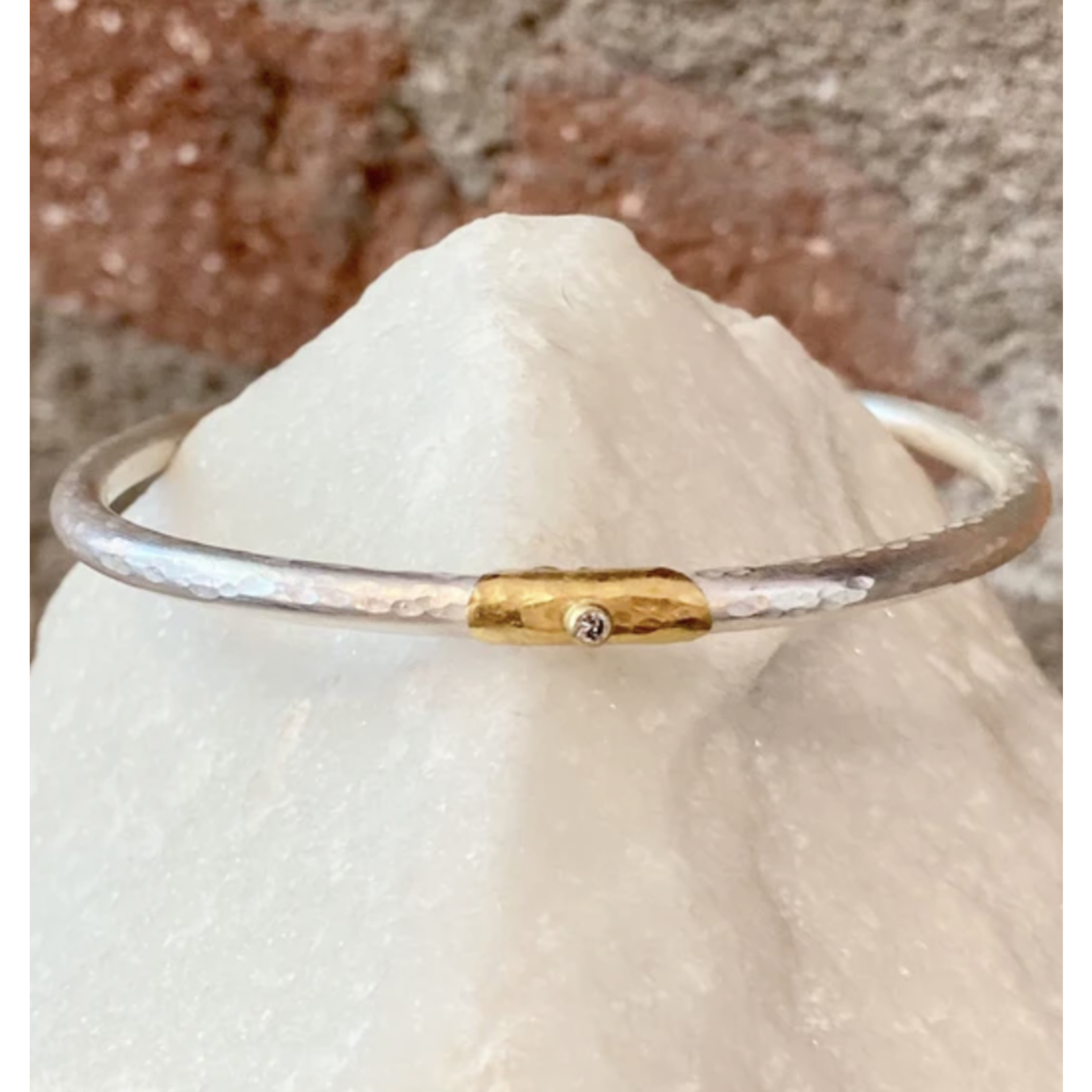 Sterling Silver Diamond/18kt Gold Blob Cuff
