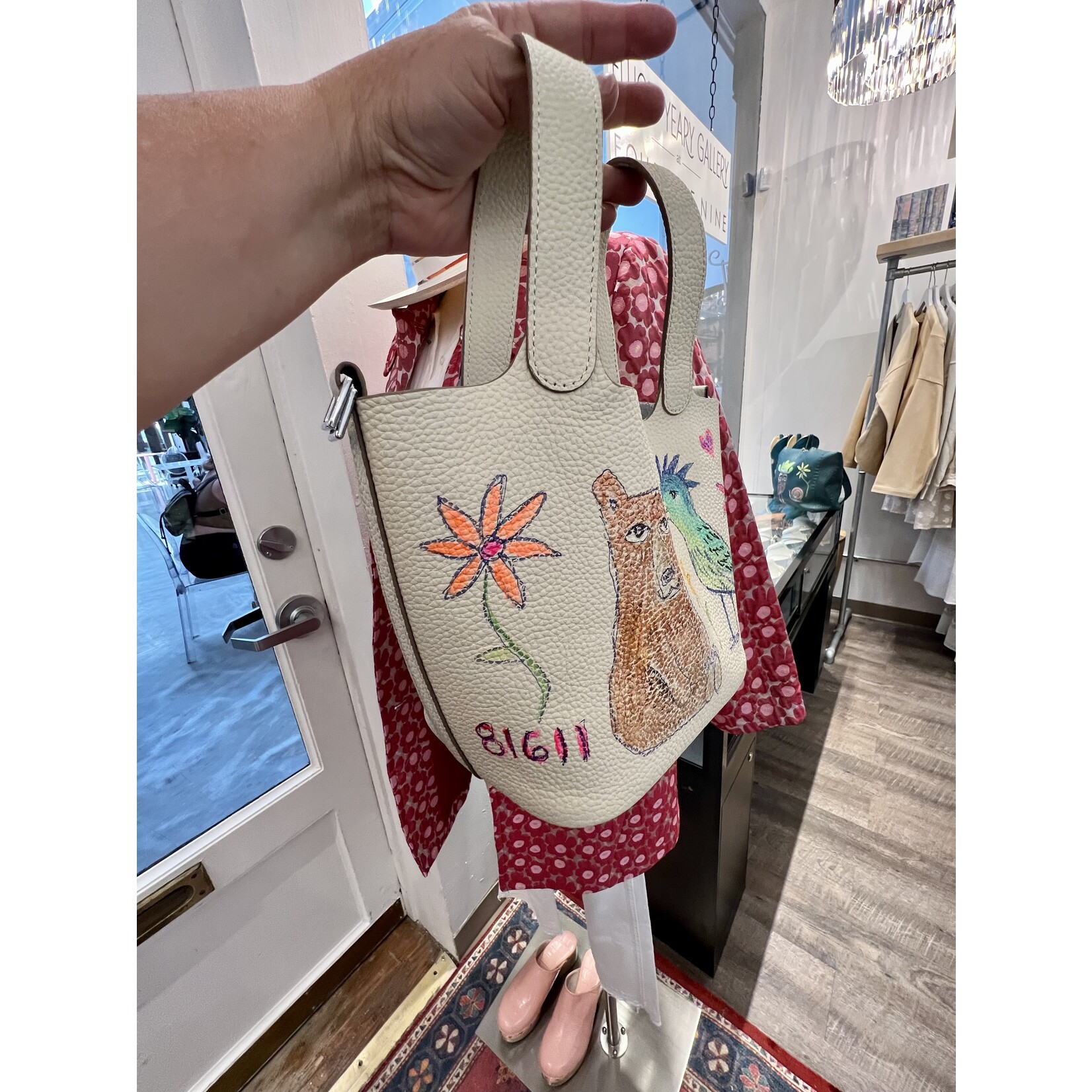 Kim Wyly Hand Painted Leather Bucket Bag